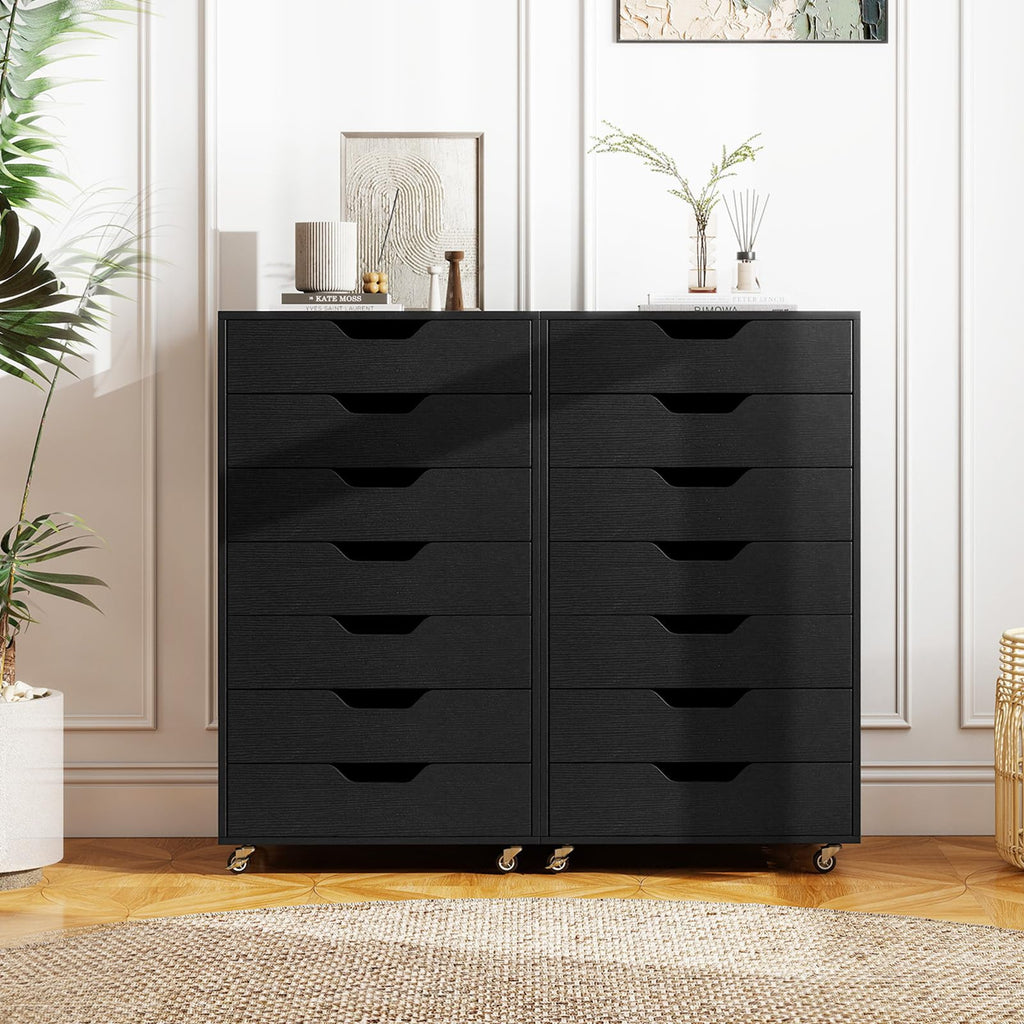 7 Drawer Wooden Storage Cabinet with Casters M86739