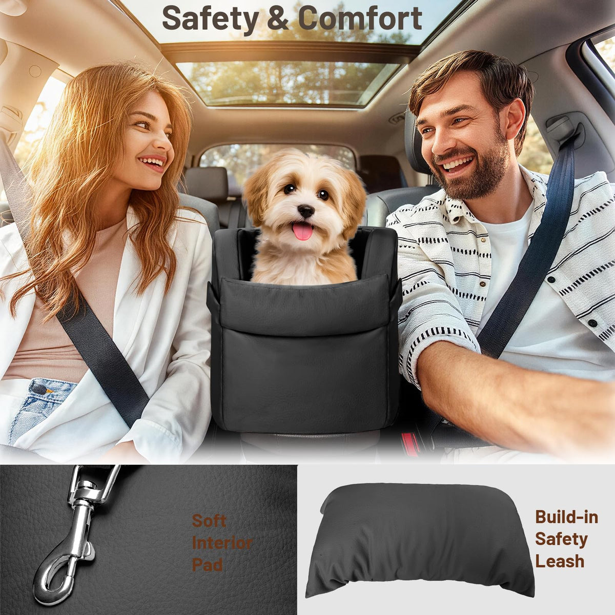 2-in-1 Dog Car Seat & Shoulder Carrier Dark Grey G268