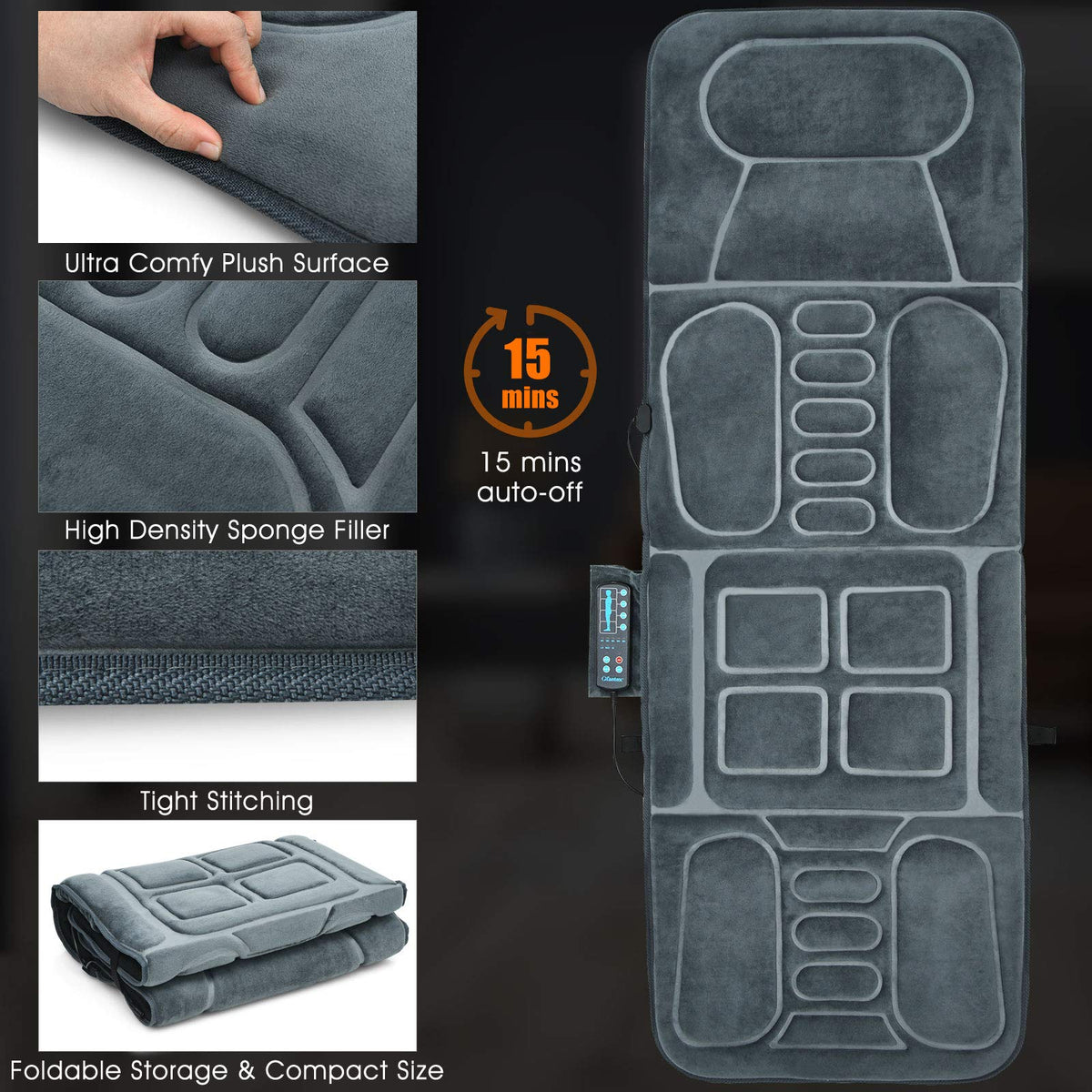 Massage Mat with 10 Vibrating Motors Heating Pad Q11080