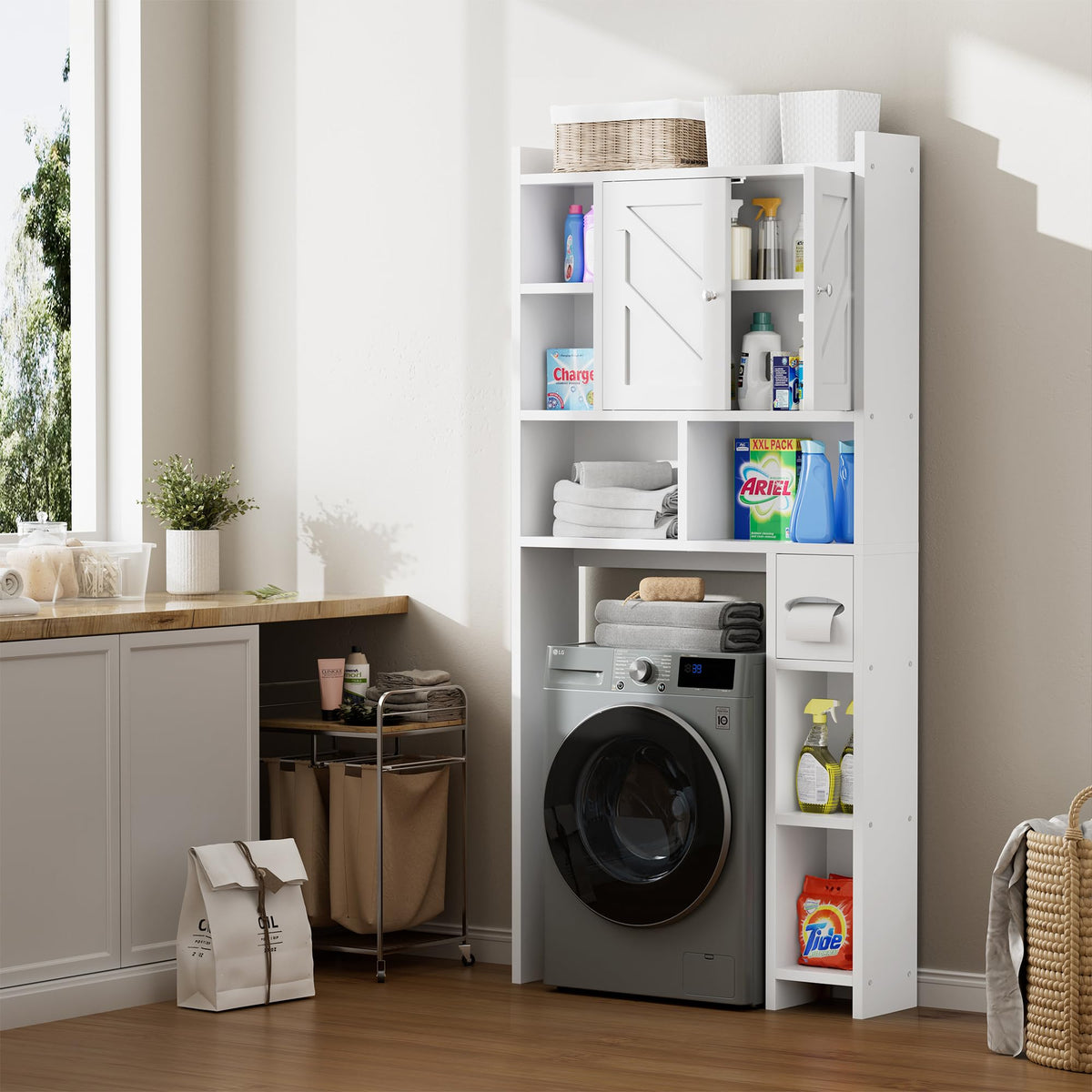 White Over the Toilet Storage Cabinet with Adjustable Shelf C63184