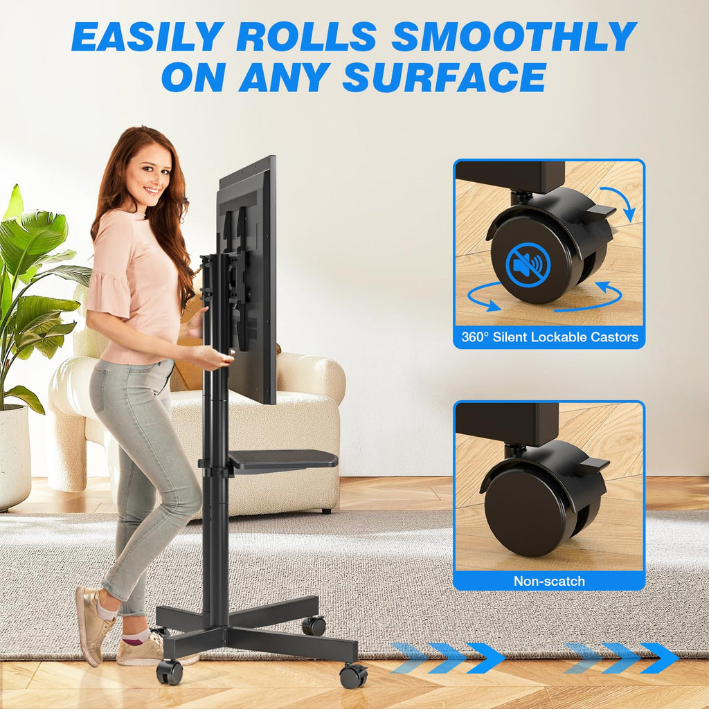 Rolling TV Stand with Laptop Shelf, Height Adjustable up to 88lbs G1426