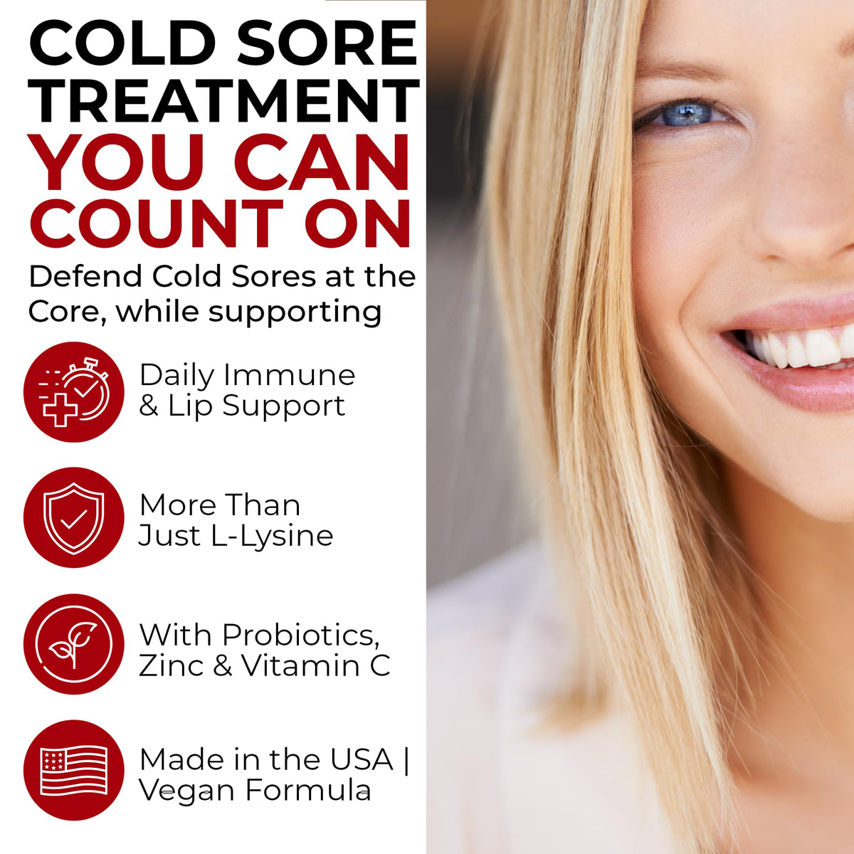 Cold Sore Treatment with L-Lysine, Zinc & Vitamin C W7702