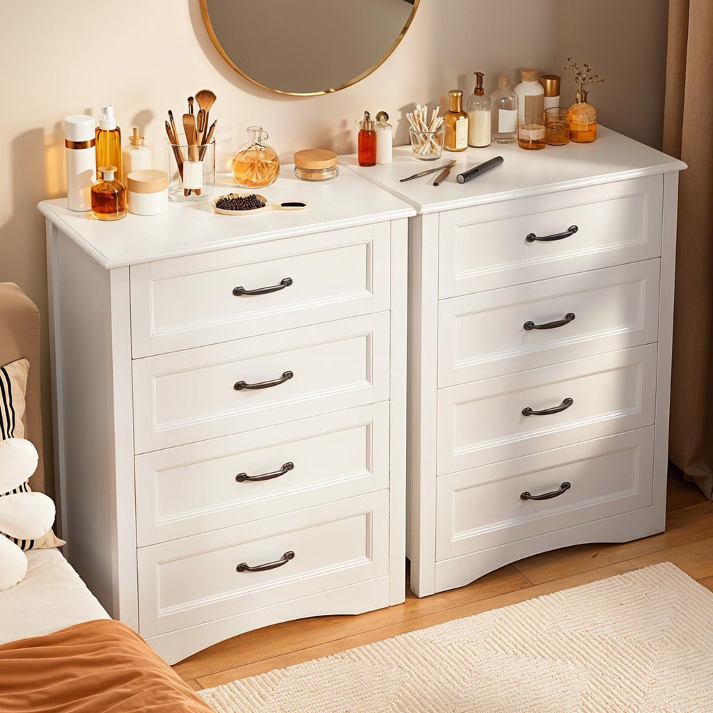 White 4 Drawer Wood Dresser H3517