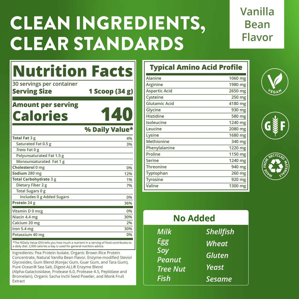 Vegan Vanilla Bean Protein 30 Servings I94518