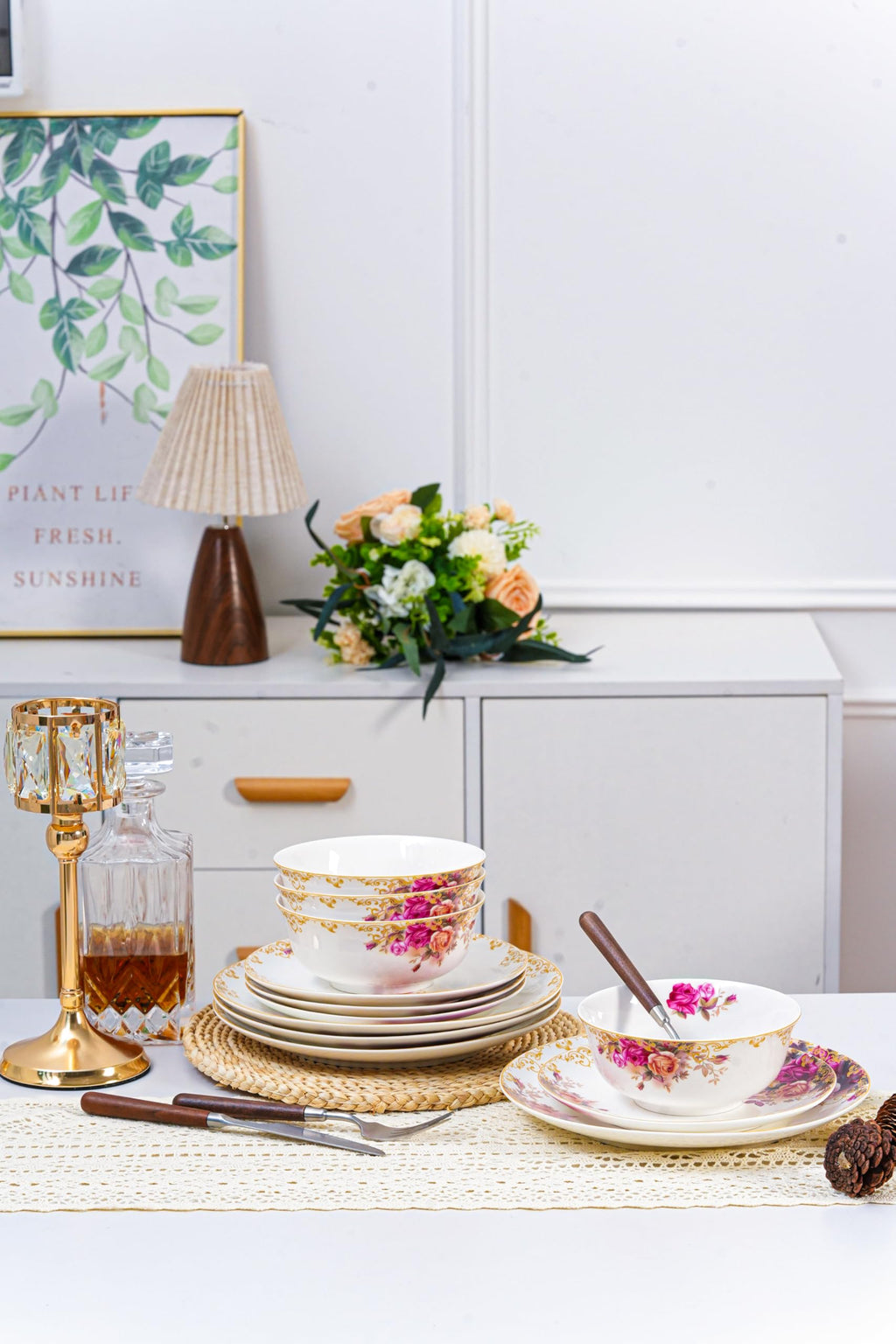 White 12 Piece Porcelain Dinnerware Set Z652888