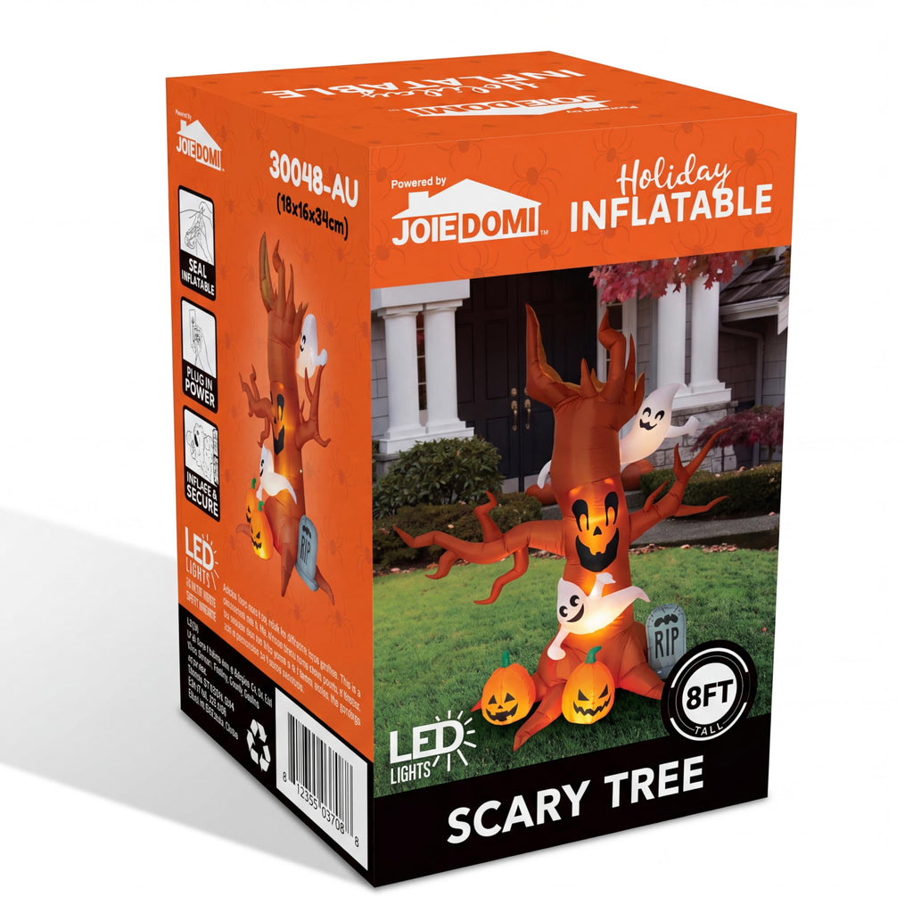 8FT Halloween Inflatable Tree with Ghost Pumpkin and Tombstone Z52700
