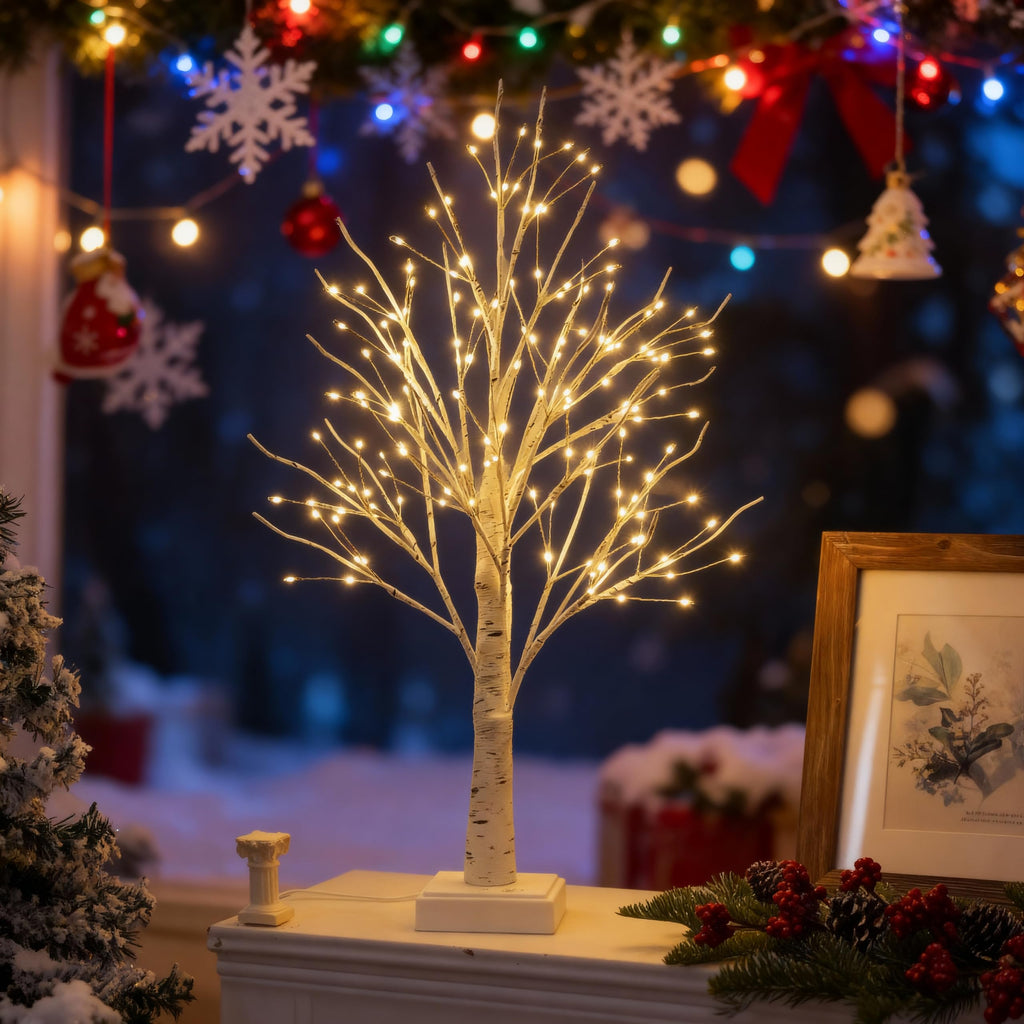 24" 2FT White Birch Tree with 144 LED Lights L776