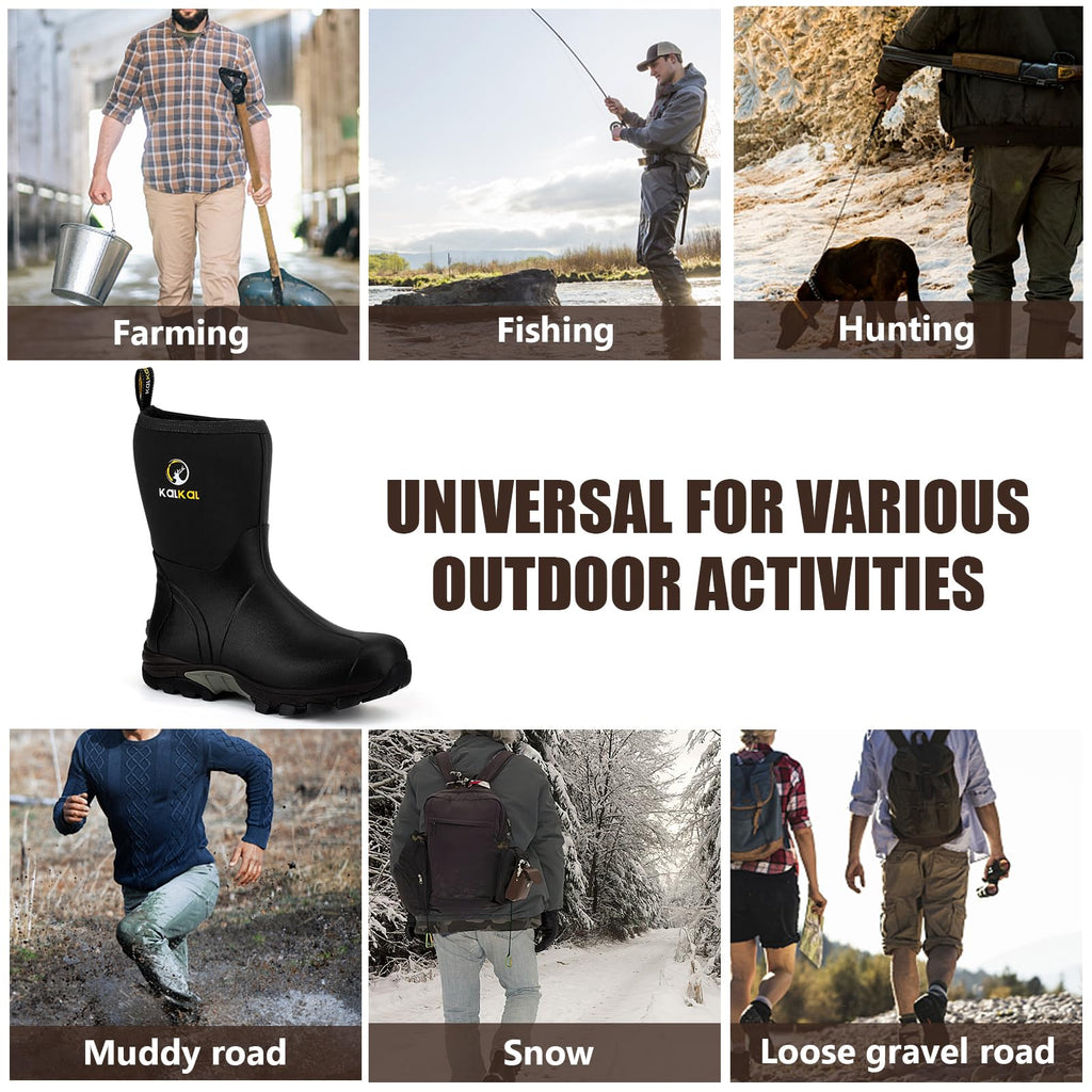 Waterproof Insulated Mid Calf Rubber Boots N78311