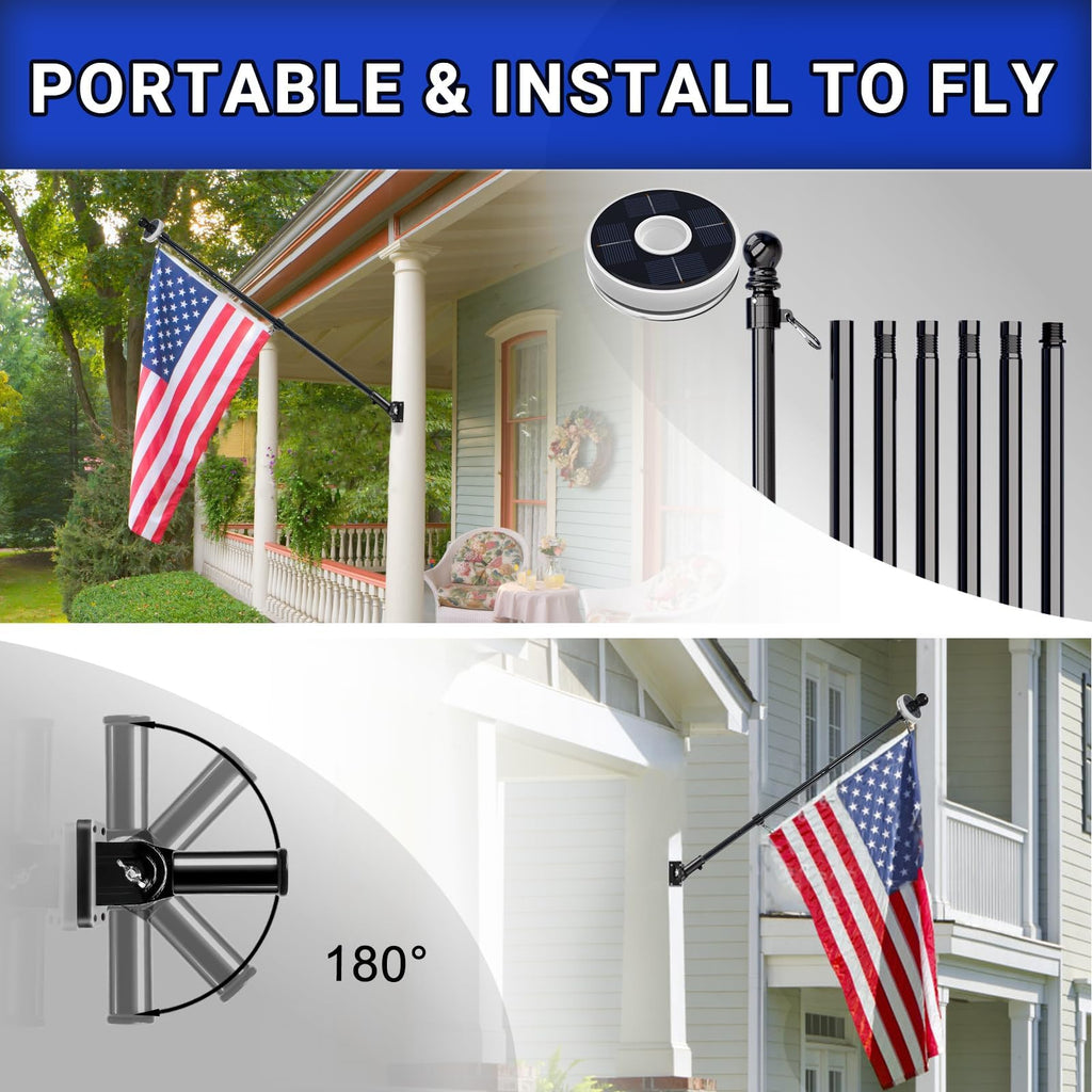 7FT Flag Pole Kit with Solar Light W593114