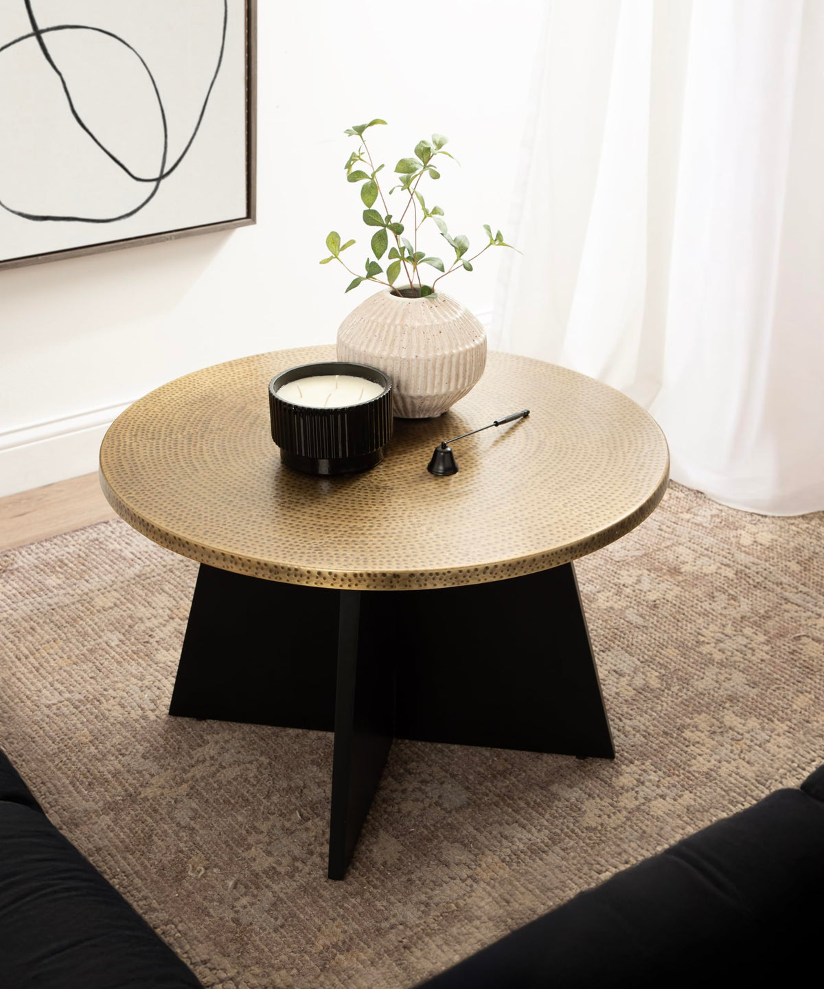 Round Hammered Metal Coffee Table M58132