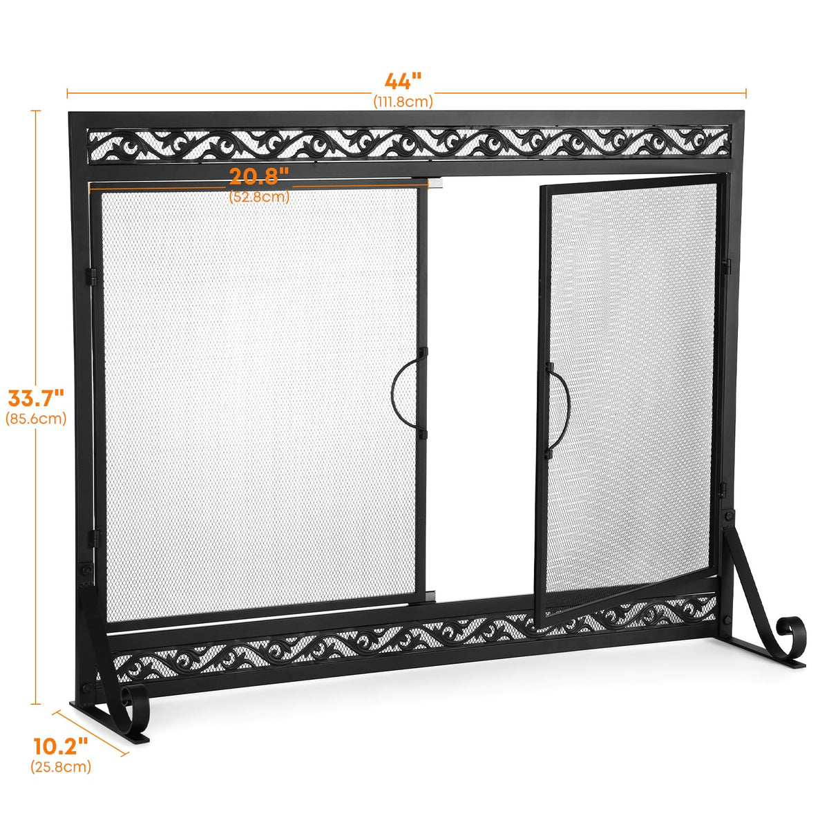 Fireplace Screen with Magnetic Doors and Guard Grate, 44" x 34" Y10049