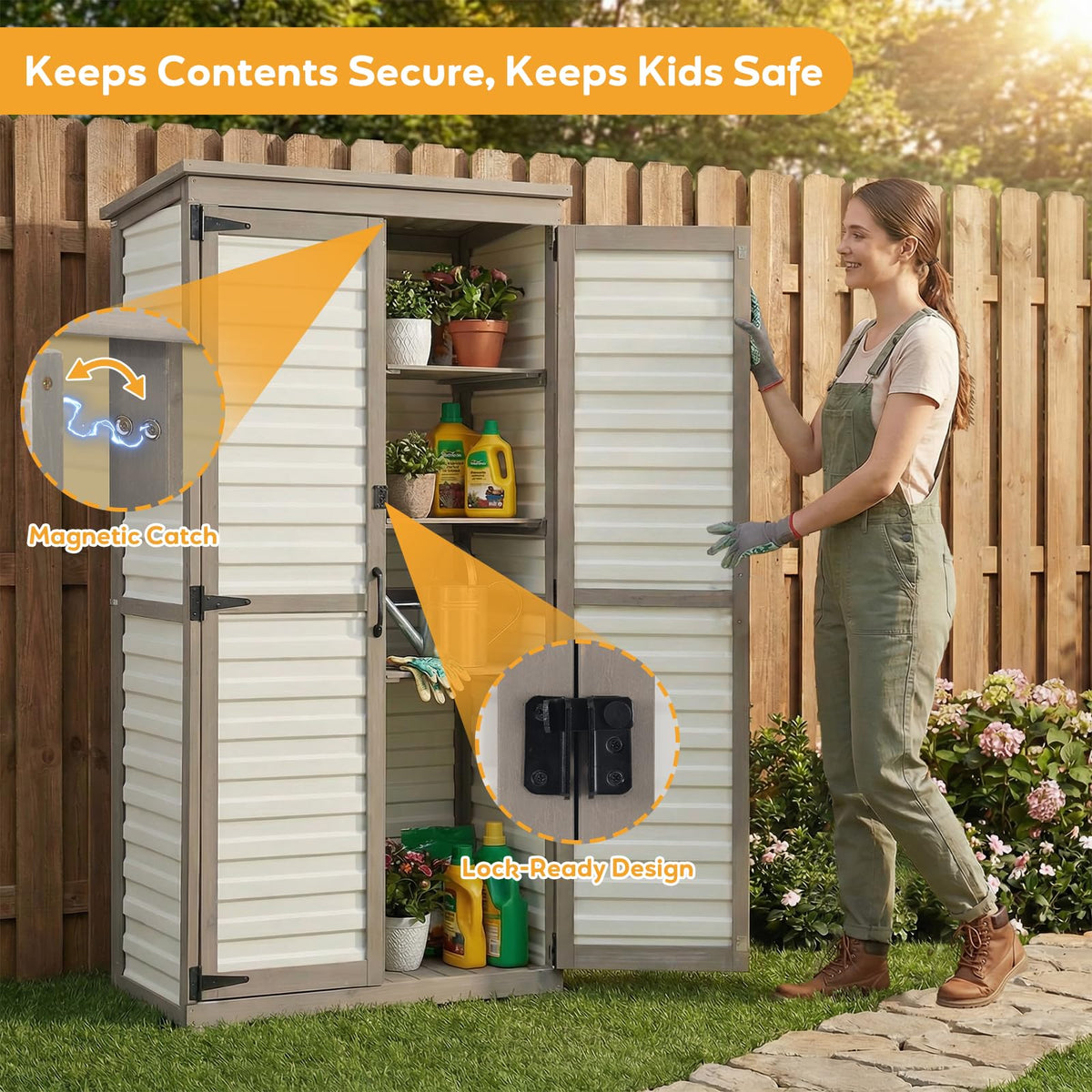 Outdoor Storage Cabinet with Adjustable Shelves J78852