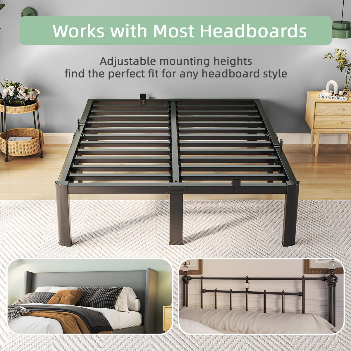 Queen Size 18 Inch Metal Platform Bed Frame A636172