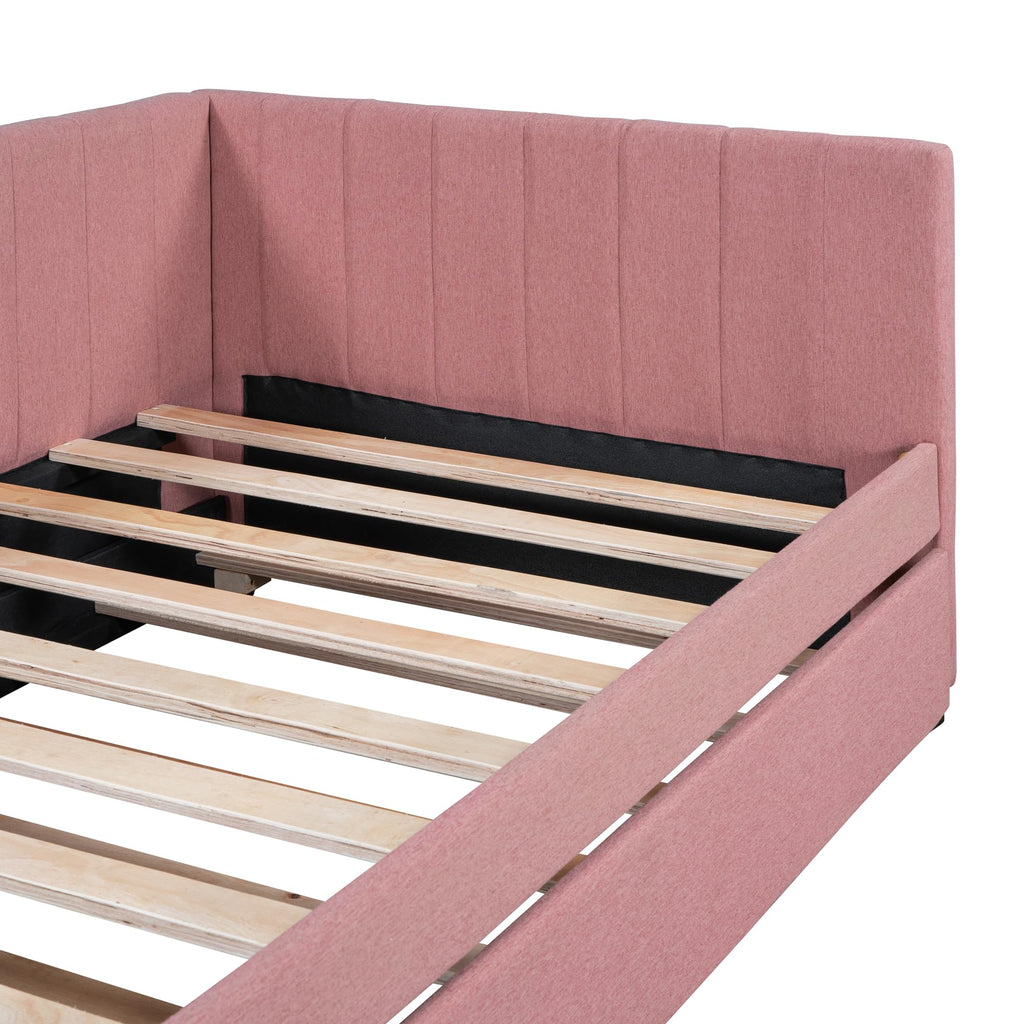 Twin Size Linen Upholstered Daybed with Trundle P676