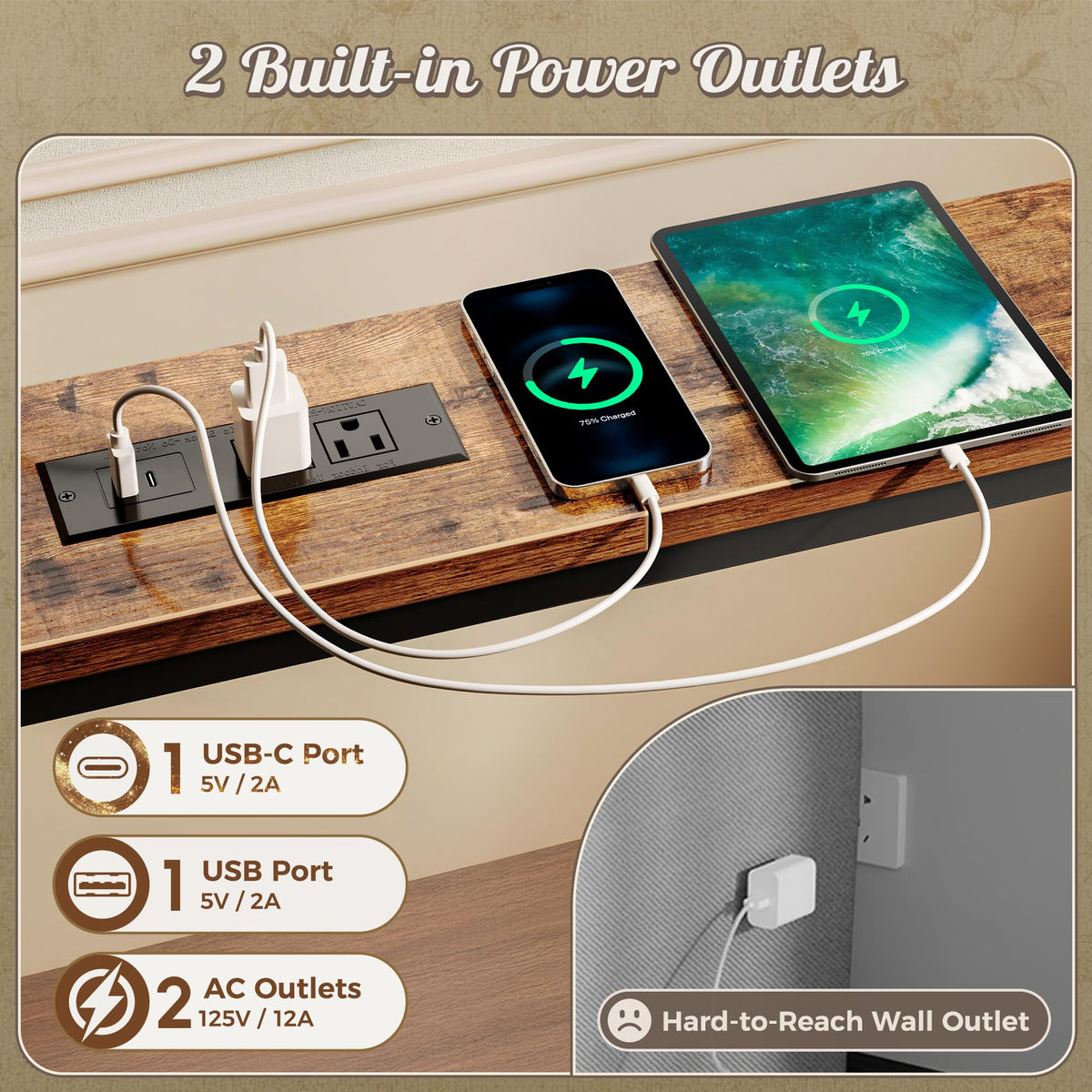 Narrow Console Table with Power Outlets & USB-C Z6734