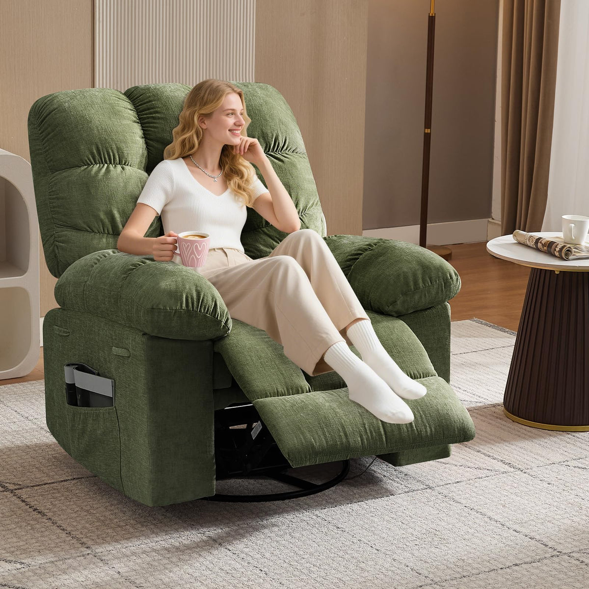 Massage Recliner Chair with Heat and Cup Holders C2082