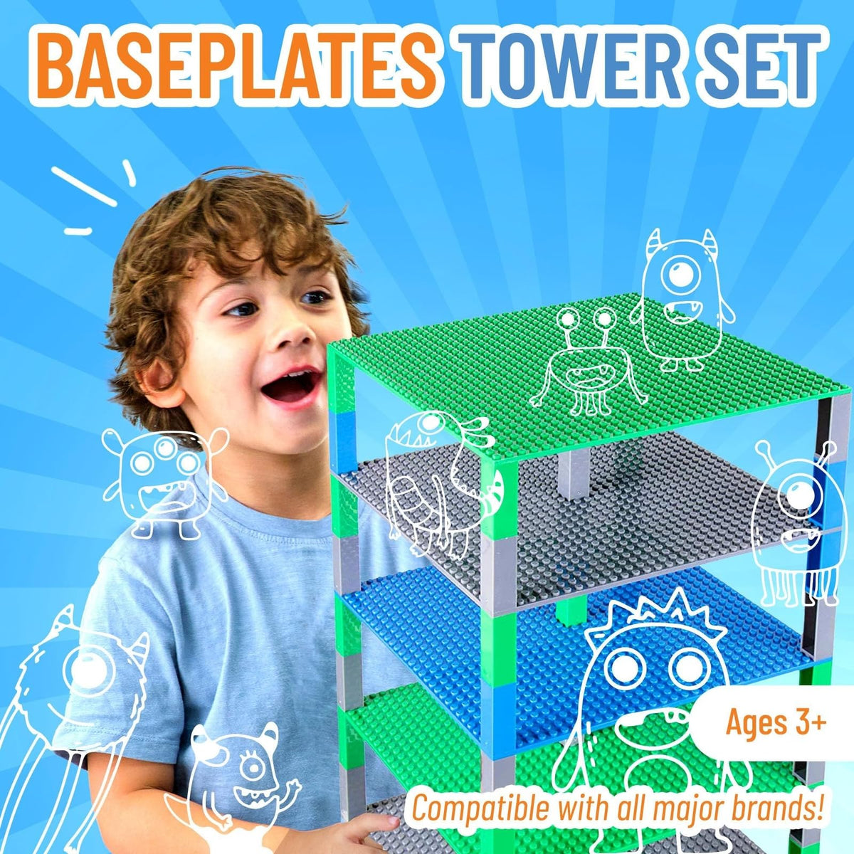 10 x 10 in 6 Baseplates with 50 Stackers Building Toy Blocks M6905