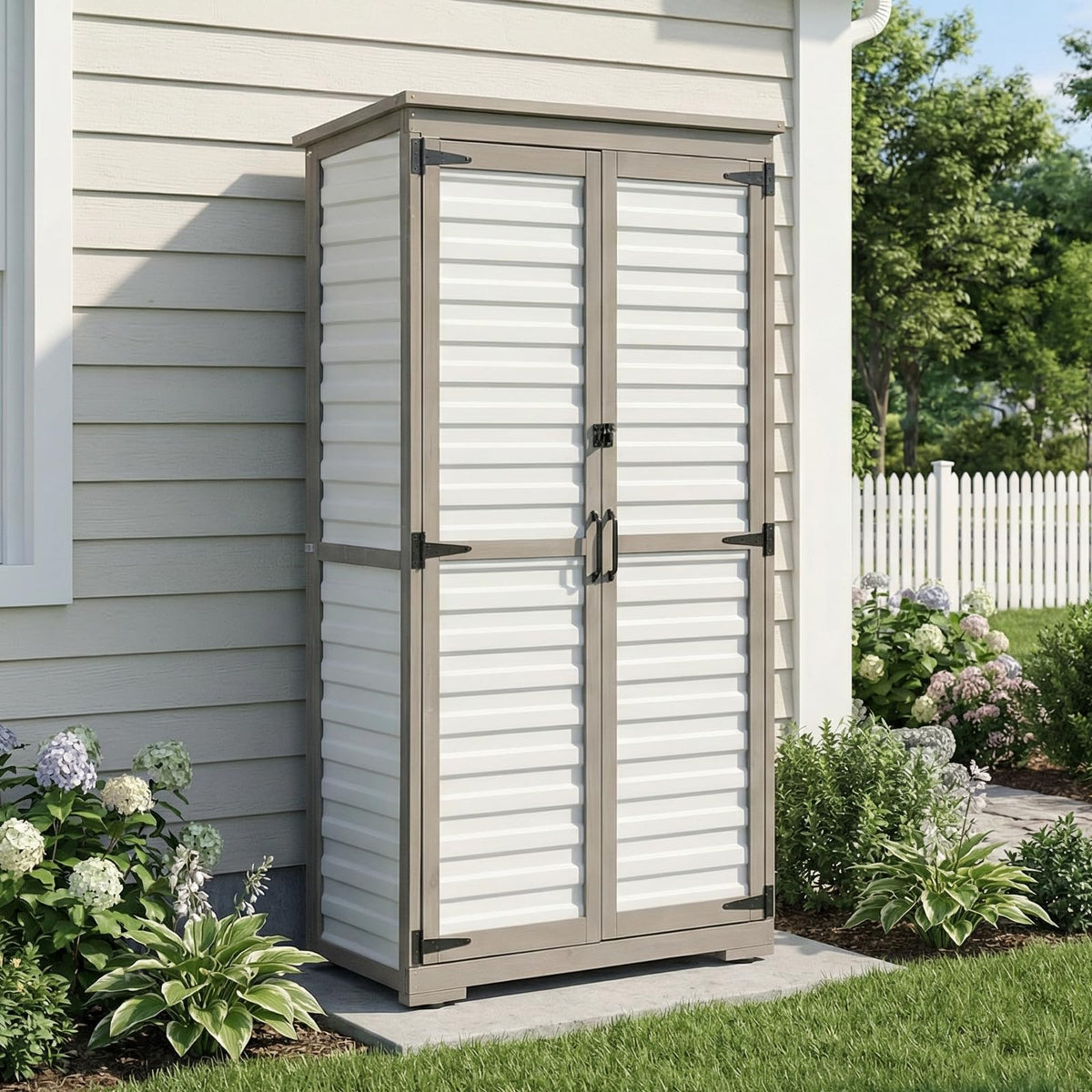 Outdoor Storage Cabinet with Adjustable Shelves J78852