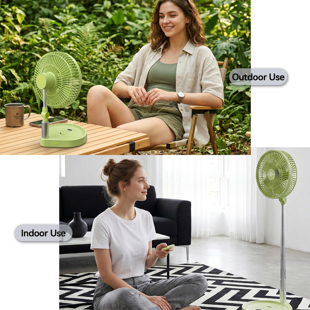 Mint Green Portable Rechargeable Pedestal Fan Y688