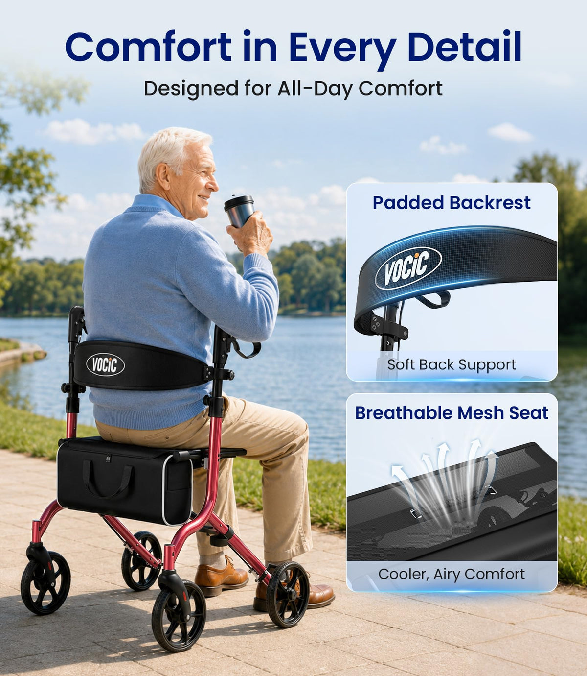 Ultralight Rollator Walker with Seat L771698