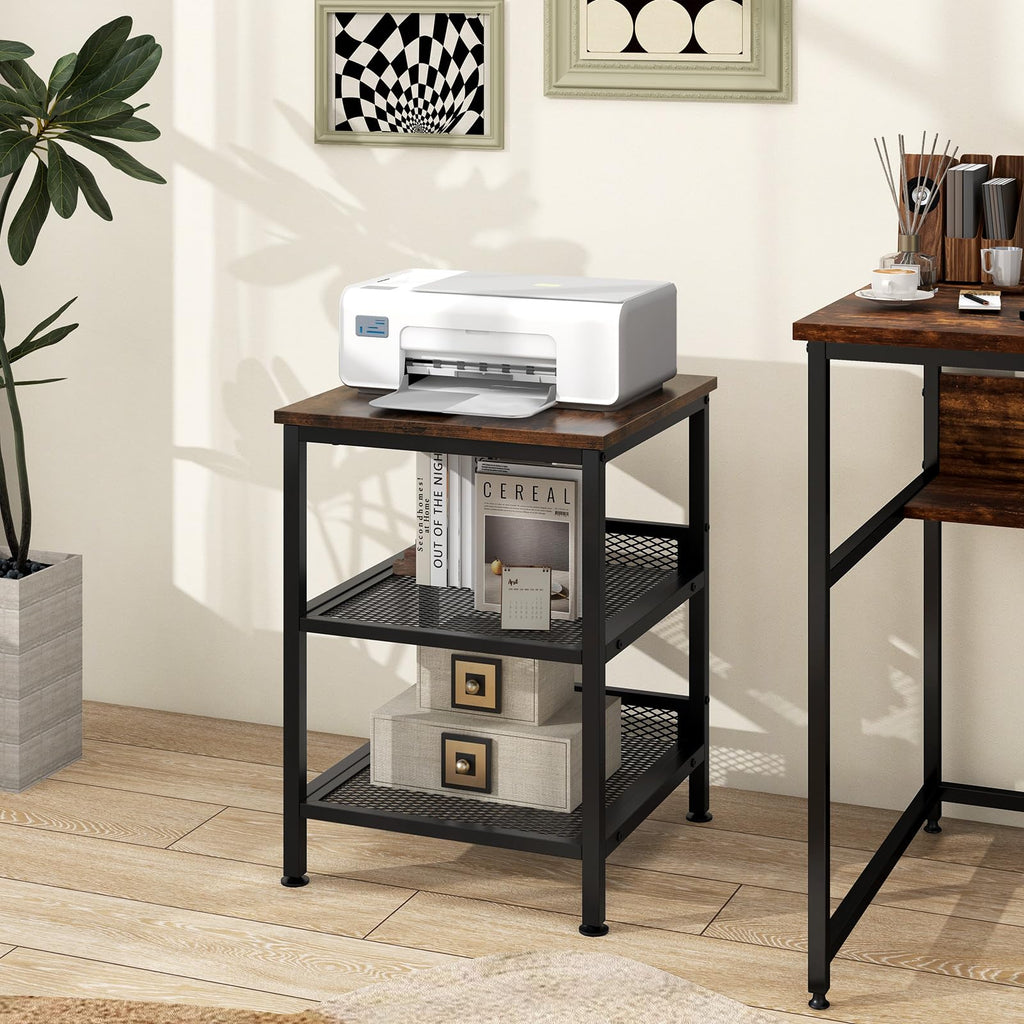 3-Tier End Table Set of 2 with Mesh Storage Shelves Y38786