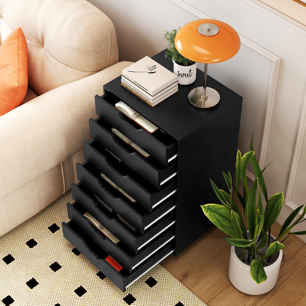 7 Drawer Wooden Storage Cabinet with Casters M86739