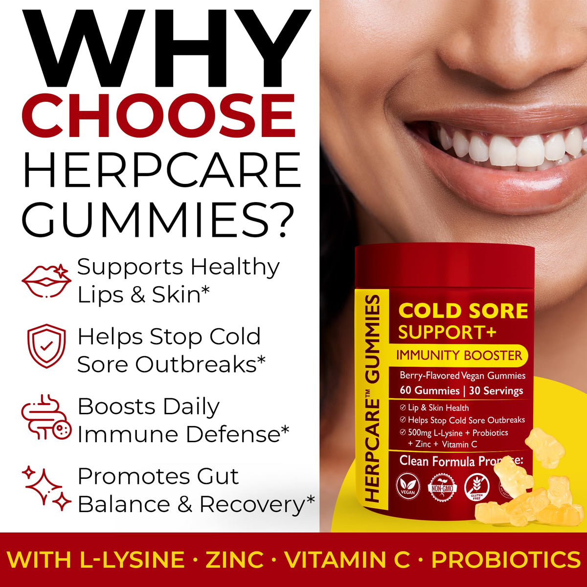 Cold Sore Treatment with L-Lysine, Zinc & Vitamin C W7702