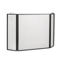 Metal Fireplace Screen 3 Panel Black G7651