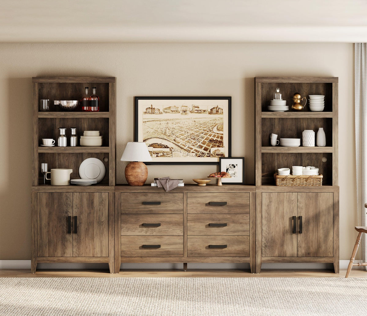 4-Piece Modular Entertainment Center with Bookshelves M539724