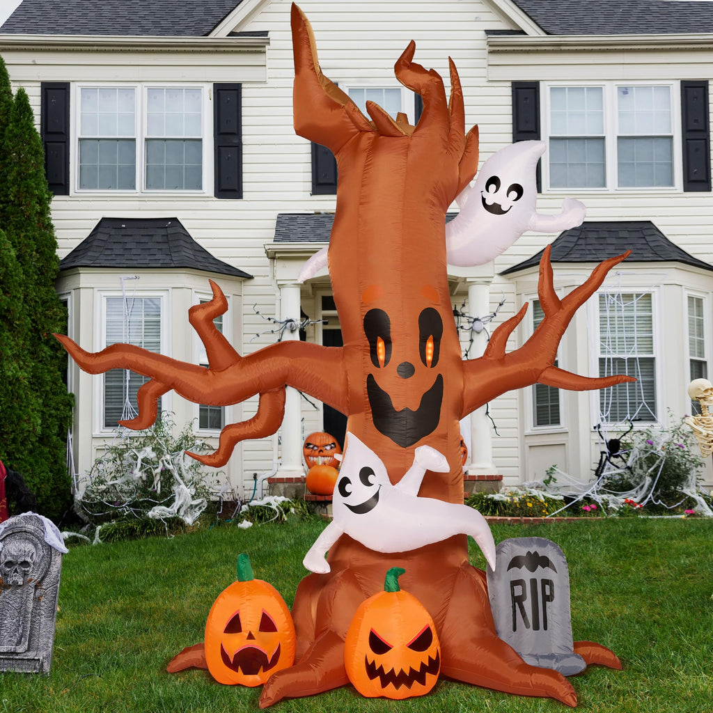 8FT Halloween Inflatable Tree with Ghost Pumpkin and Tombstone Z52700