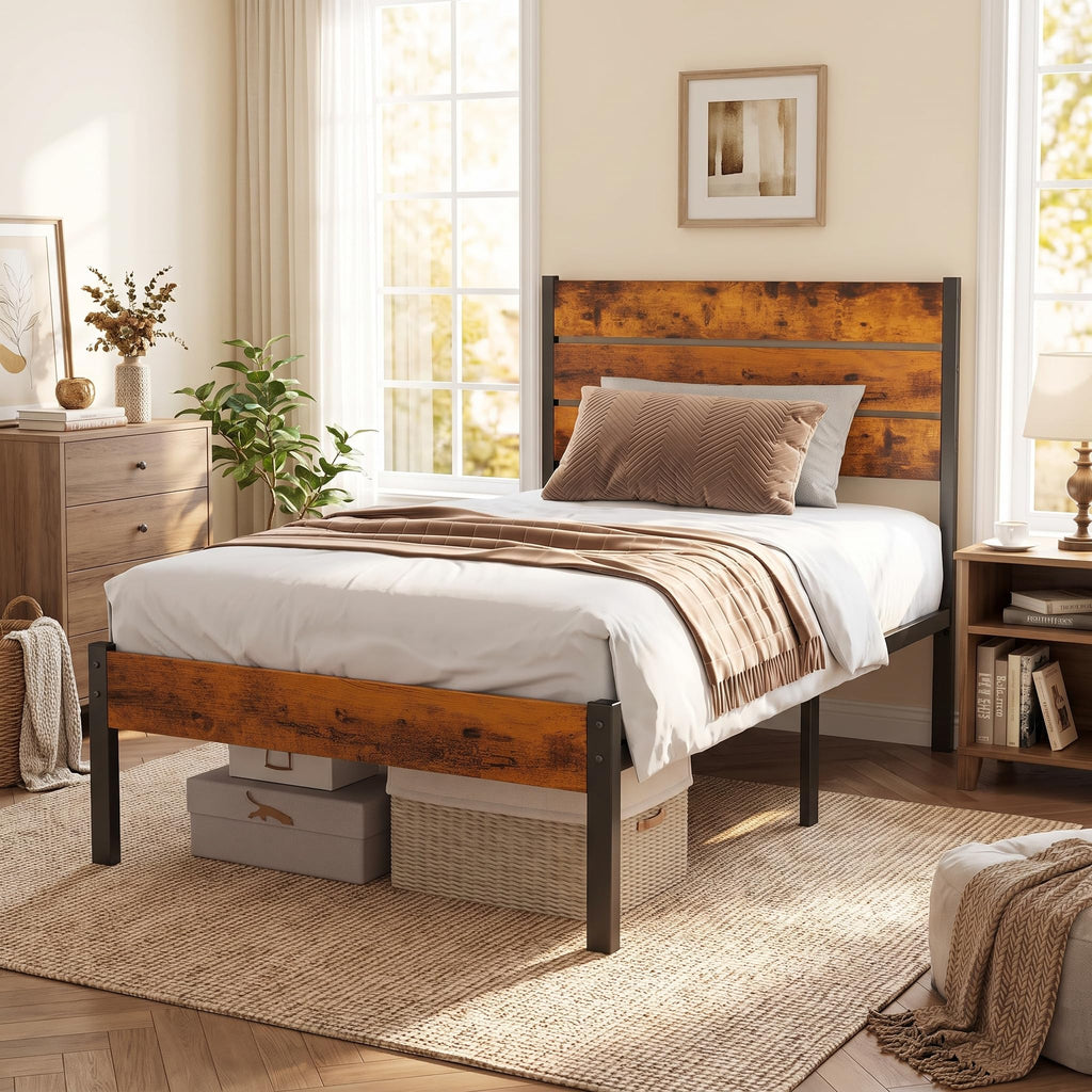 Twin Wood Bed Frame with Headboard L239729