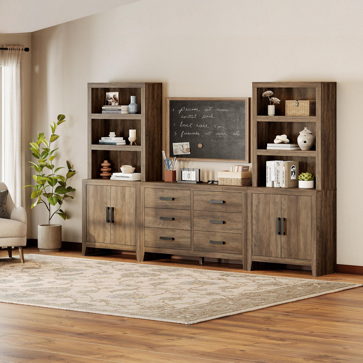 4-Piece Modular Entertainment Center with Bookshelves M539724