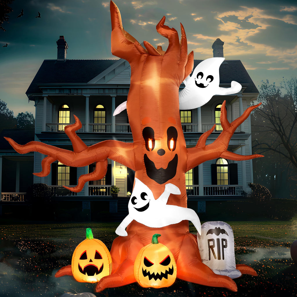 8FT Halloween Inflatable Tree with Ghost Pumpkin and Tombstone Z52700