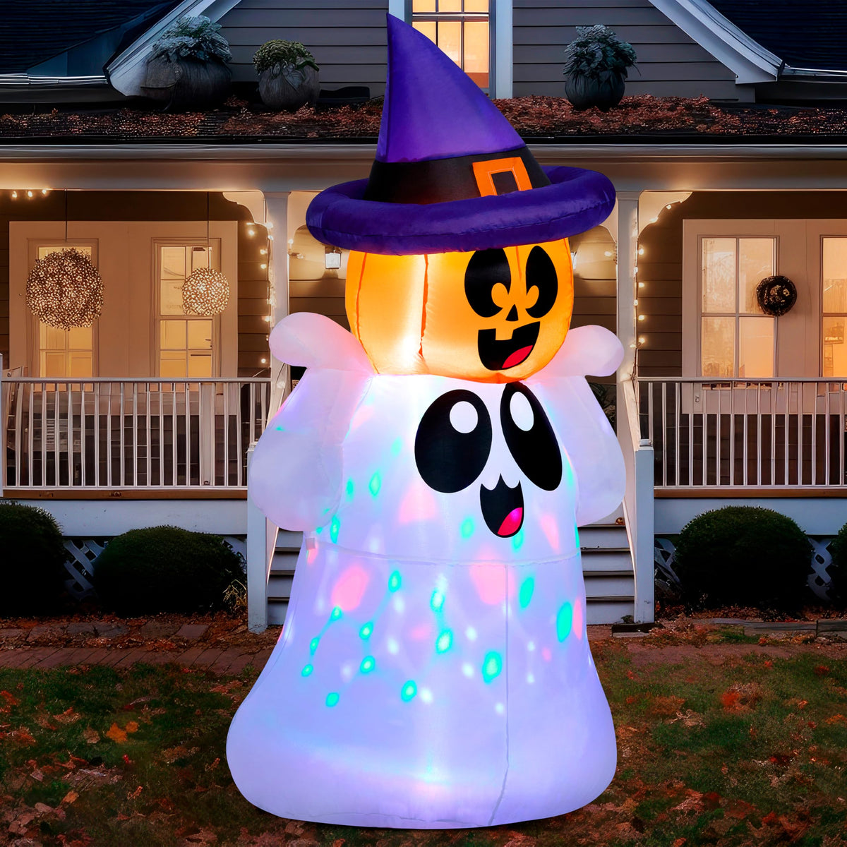 5 FT Halloween Inflatable Ghost with Colorful LEDs I474063