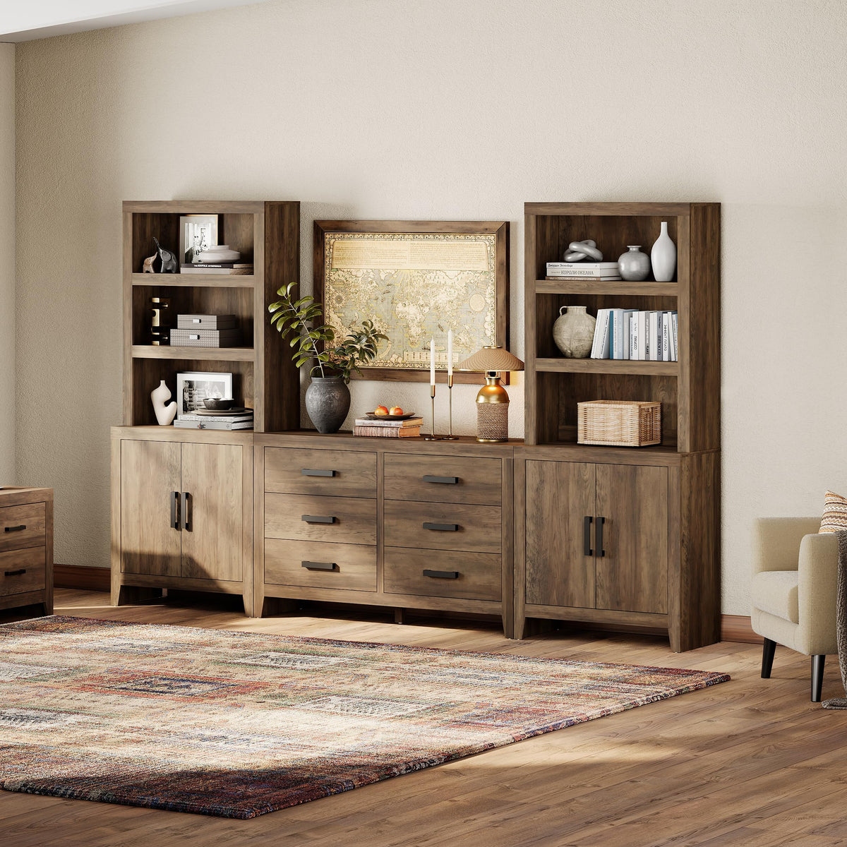 4-Piece Modular Entertainment Center with Bookshelves M539724